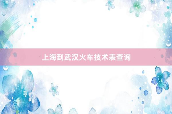 上海到武汉火车技术表查询